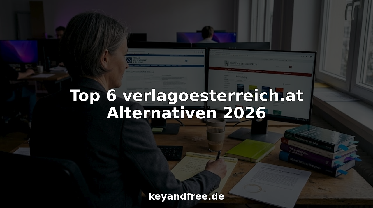 Ein Fachexperte sitzt am Schreibtisch und vergleicht die Webseiten verschiedener Verlage.